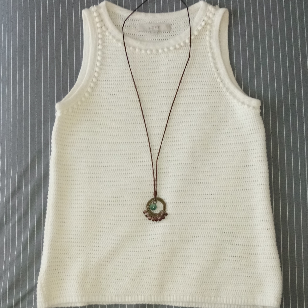 LOFT sleeveless knit top size S soft white